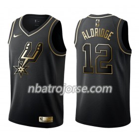 Män San Antonio Spurs Tröja LaMarcus Aldridge 12 Nike Svart Guld Edition Swingman